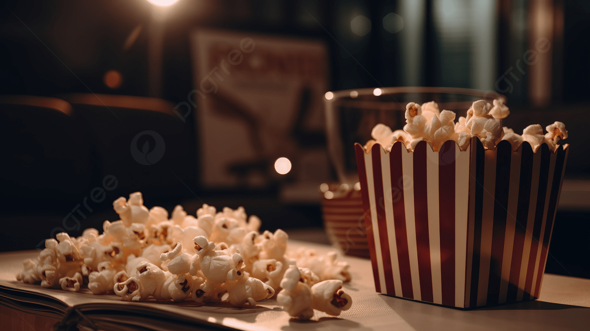 The Movie Theatre With Popcorn And A Striped Cup Background, Aesthetic Movie Picture Background Image And Wallpaper for Free Download