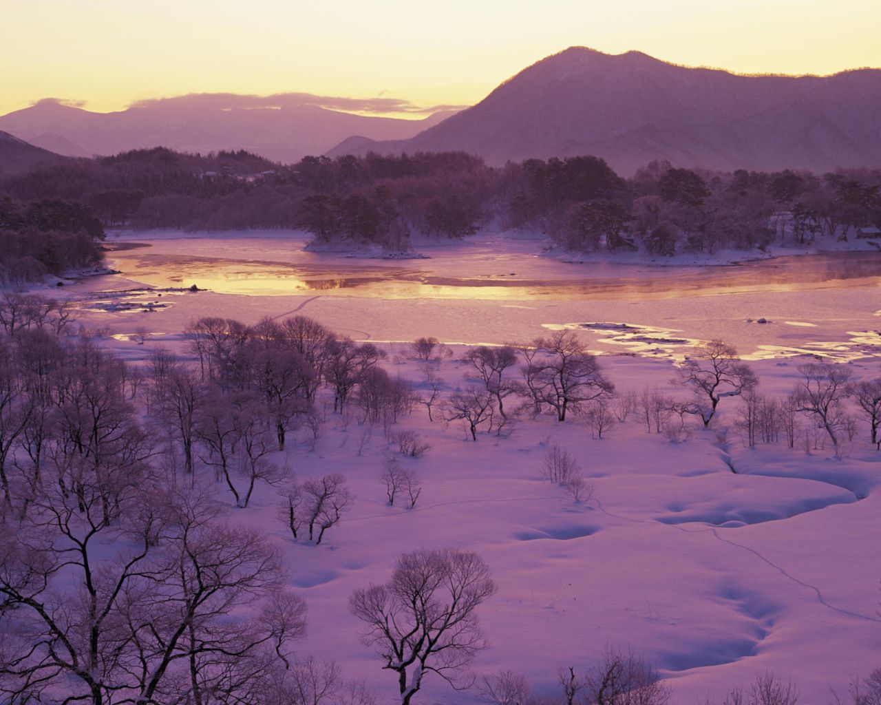 Winter Landscape In Fukushima Japan Wallpaper for 1280x1024