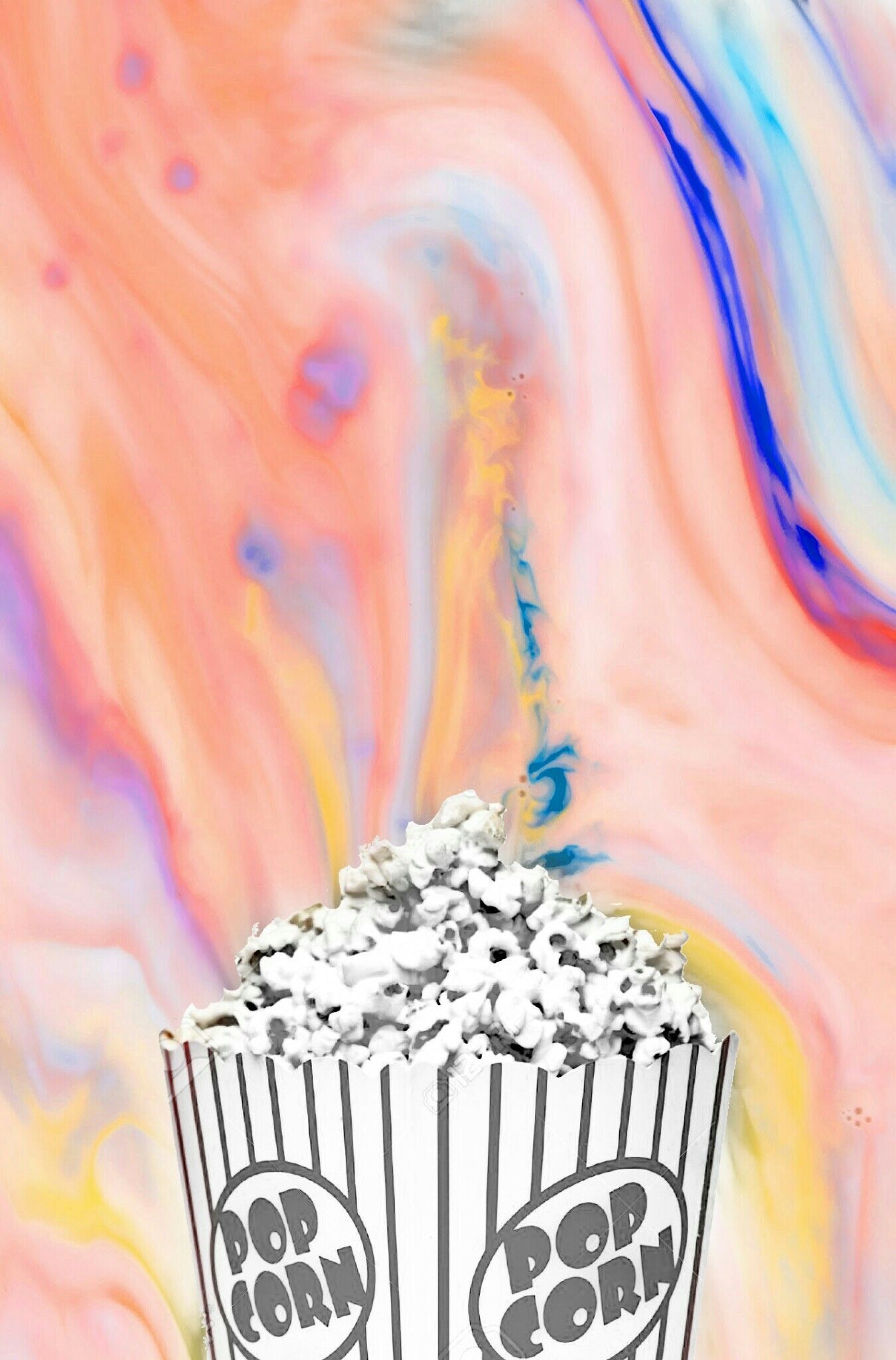 A digital artwork of a bucket of popcorn on a pastel background - Popcorn