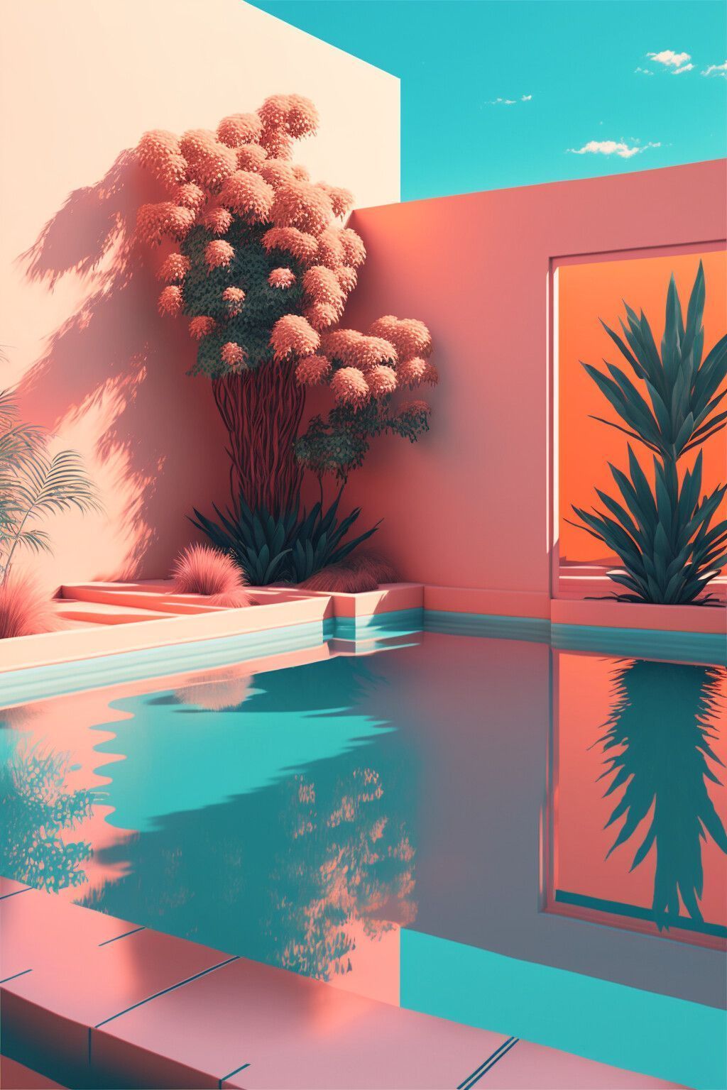 Surrealistic Vapowave swimming pool