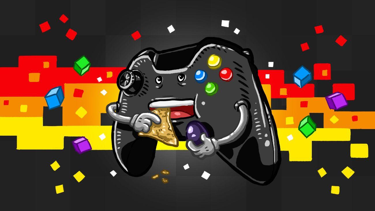 A black game controller eating a bagel - Doritos, gaming