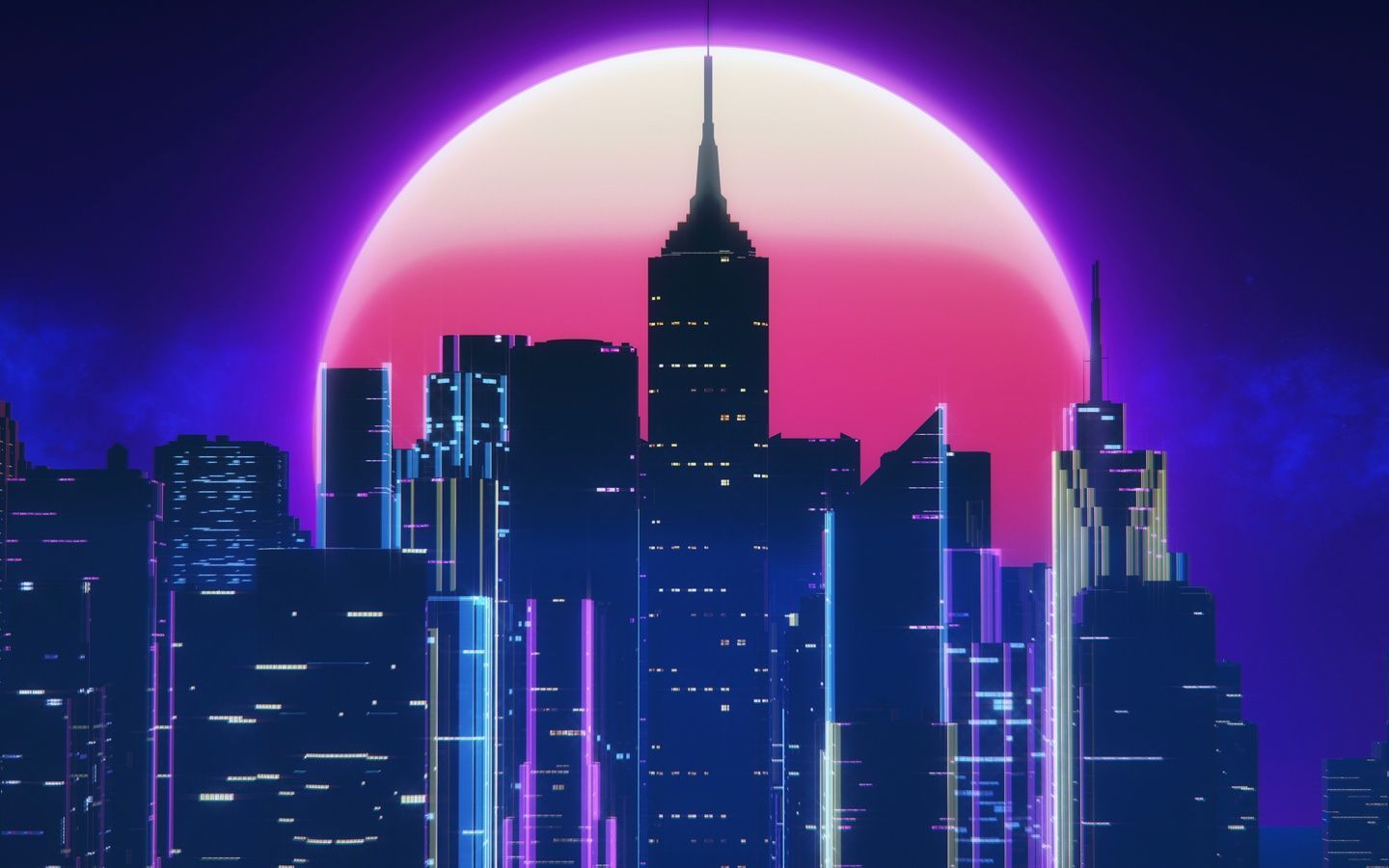 Synthwave City Retro Neon 4k 1440x900 Resolution HD 4k Wallpaper, Image, Background, Photo and Picture