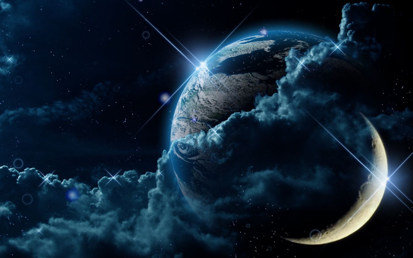 The Earth and the moon in space wallpaper 1920x1200 - 1440x900