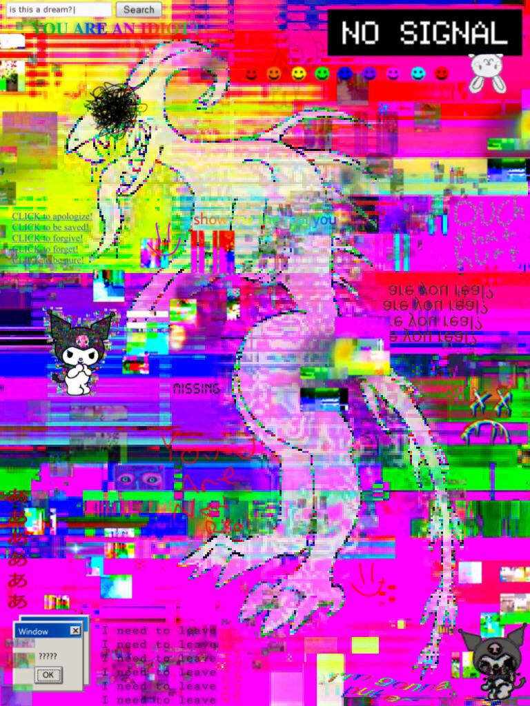A digital image of a dragon, a cat, and a person. - Glitchcore, webcore