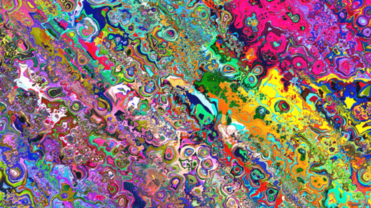 A colorful abstract painting with many different colors - Psychedelic