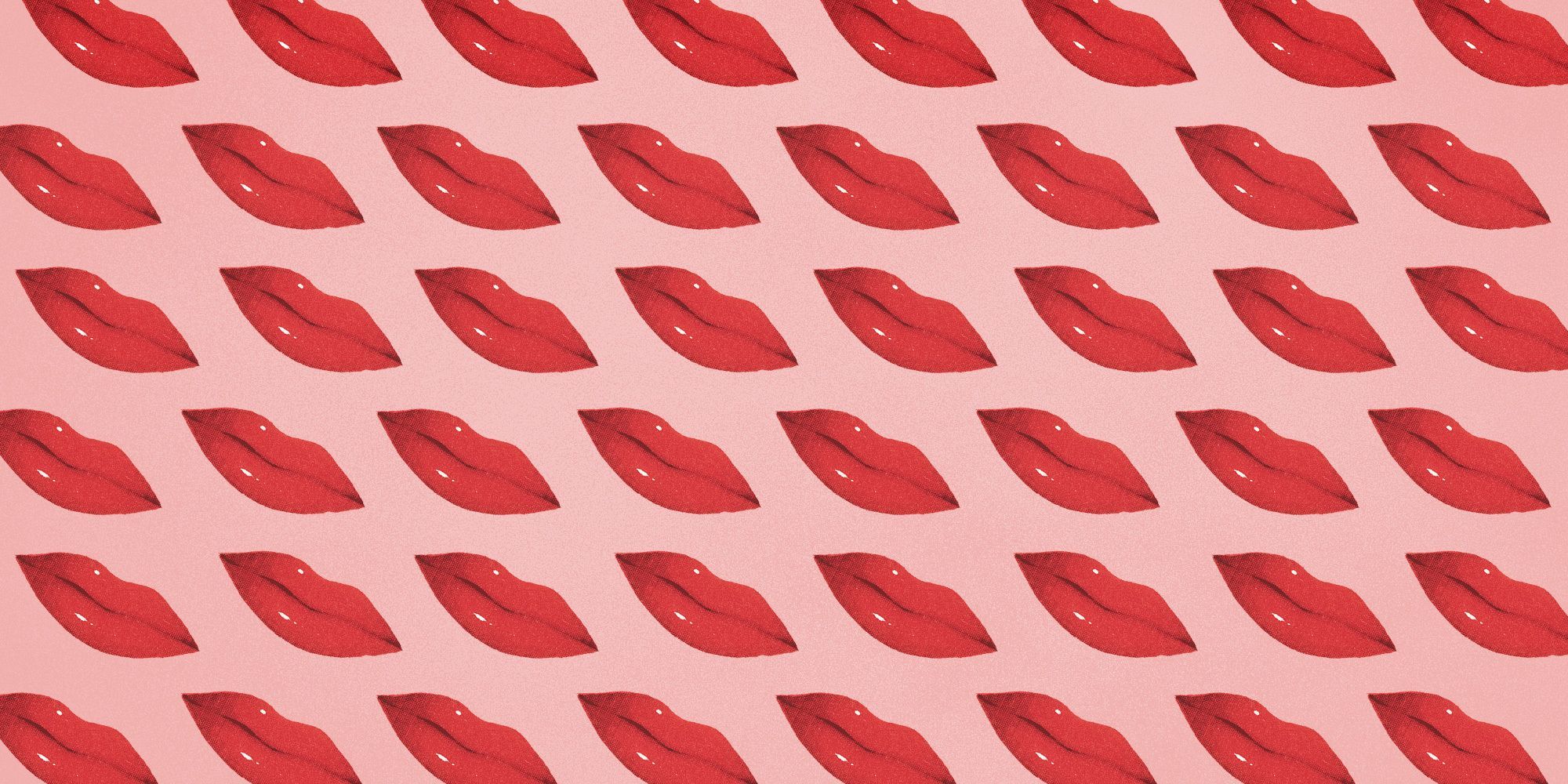 A pattern of red lips on a pink background - Rolling Stones