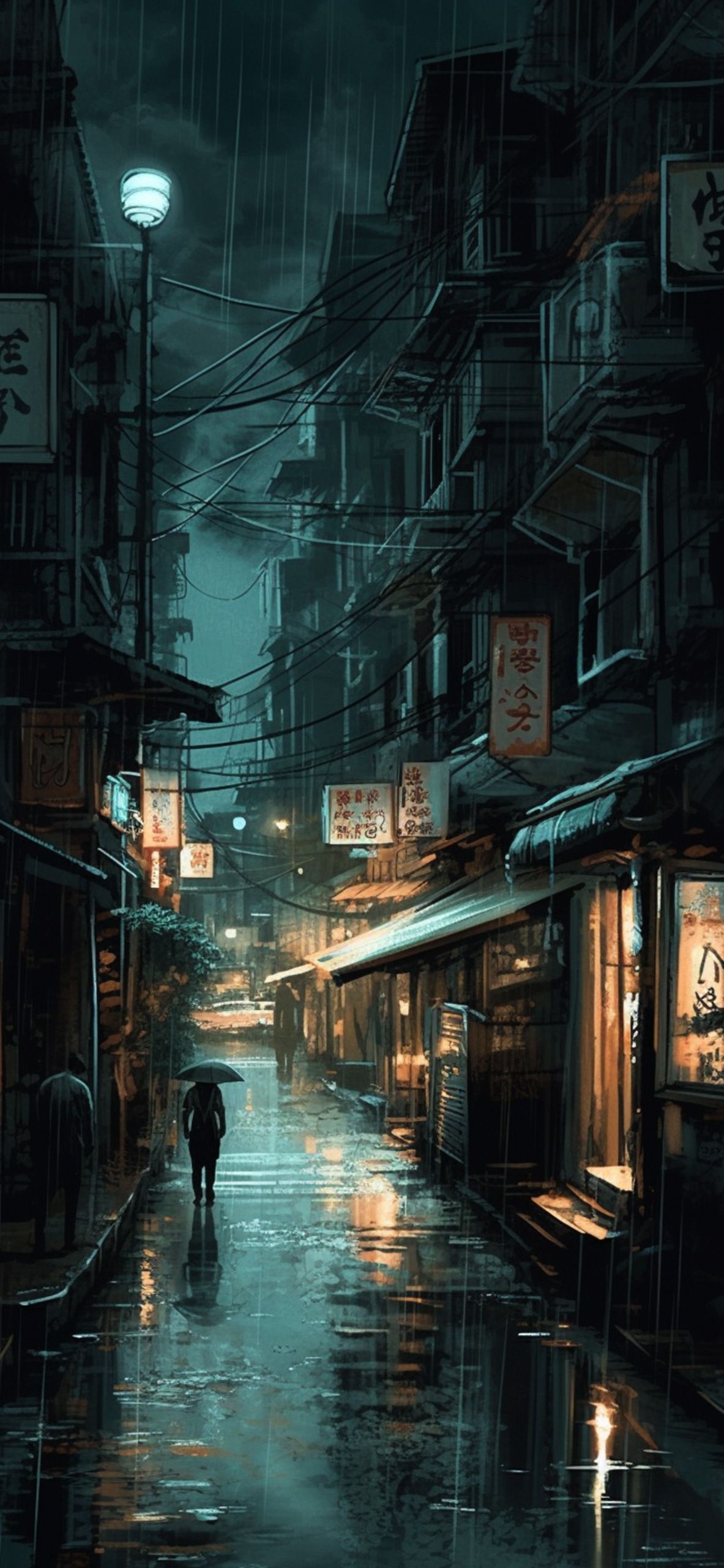 Rain in China Lane Dark Wallpaper City Wallpaper iPhone