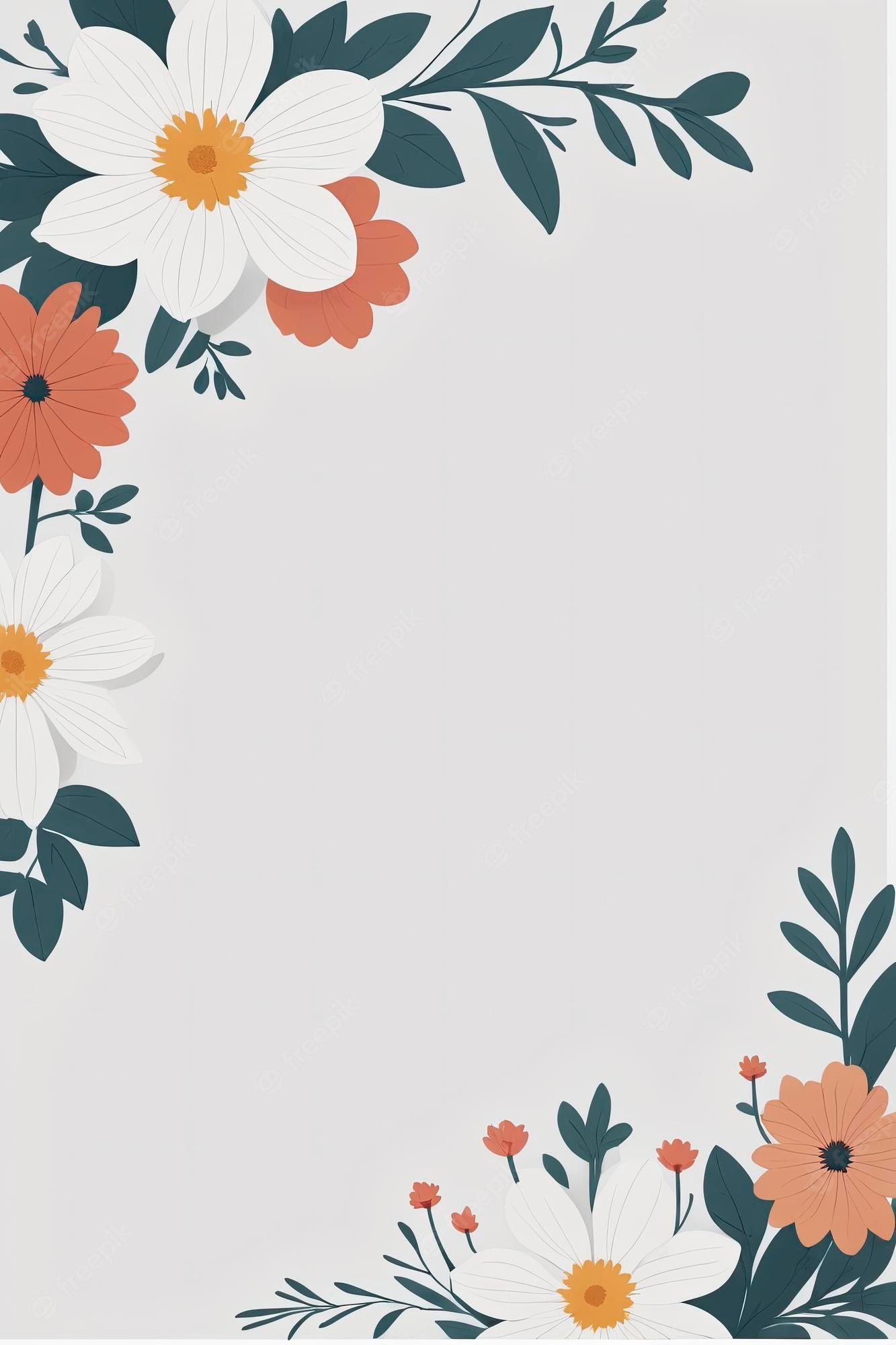 A white background with a floral border - Border
