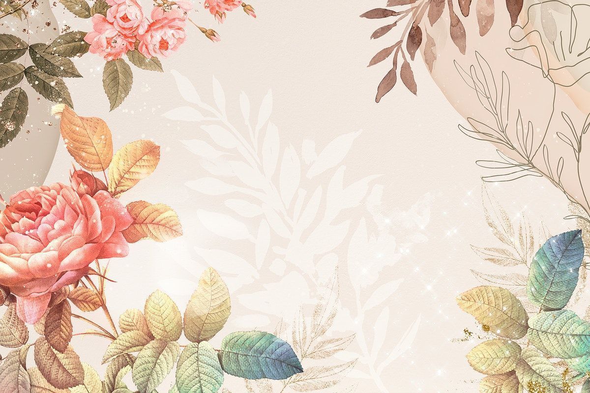 A beautiful floral background with a mix of pink and green leaves - Border