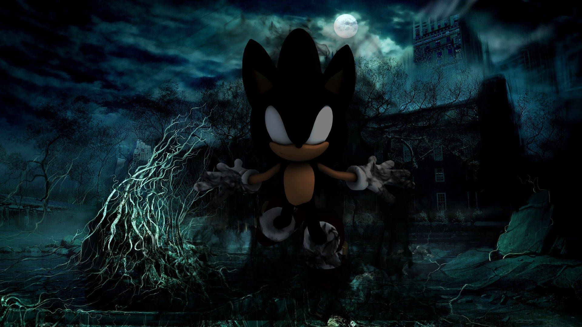 Download Dark Sonic Halloween Aesthetic Wallpaper