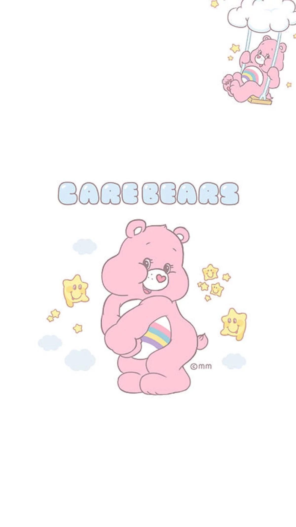 IPhone wallpaper with a pink bear and the words care bears - Care Bears