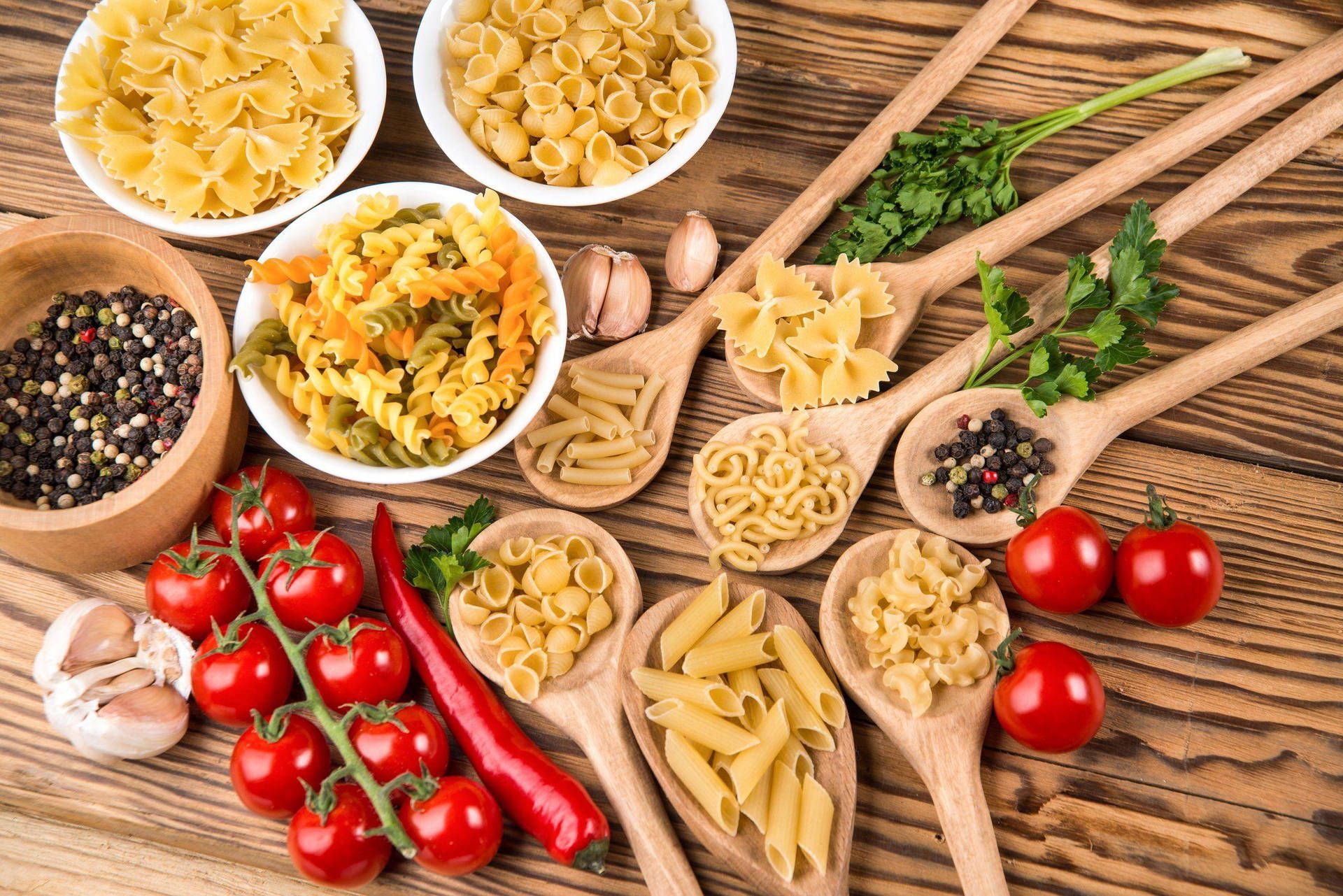 Download Aesthetic Lunch Assorted Pasta Photograph Wallpaper