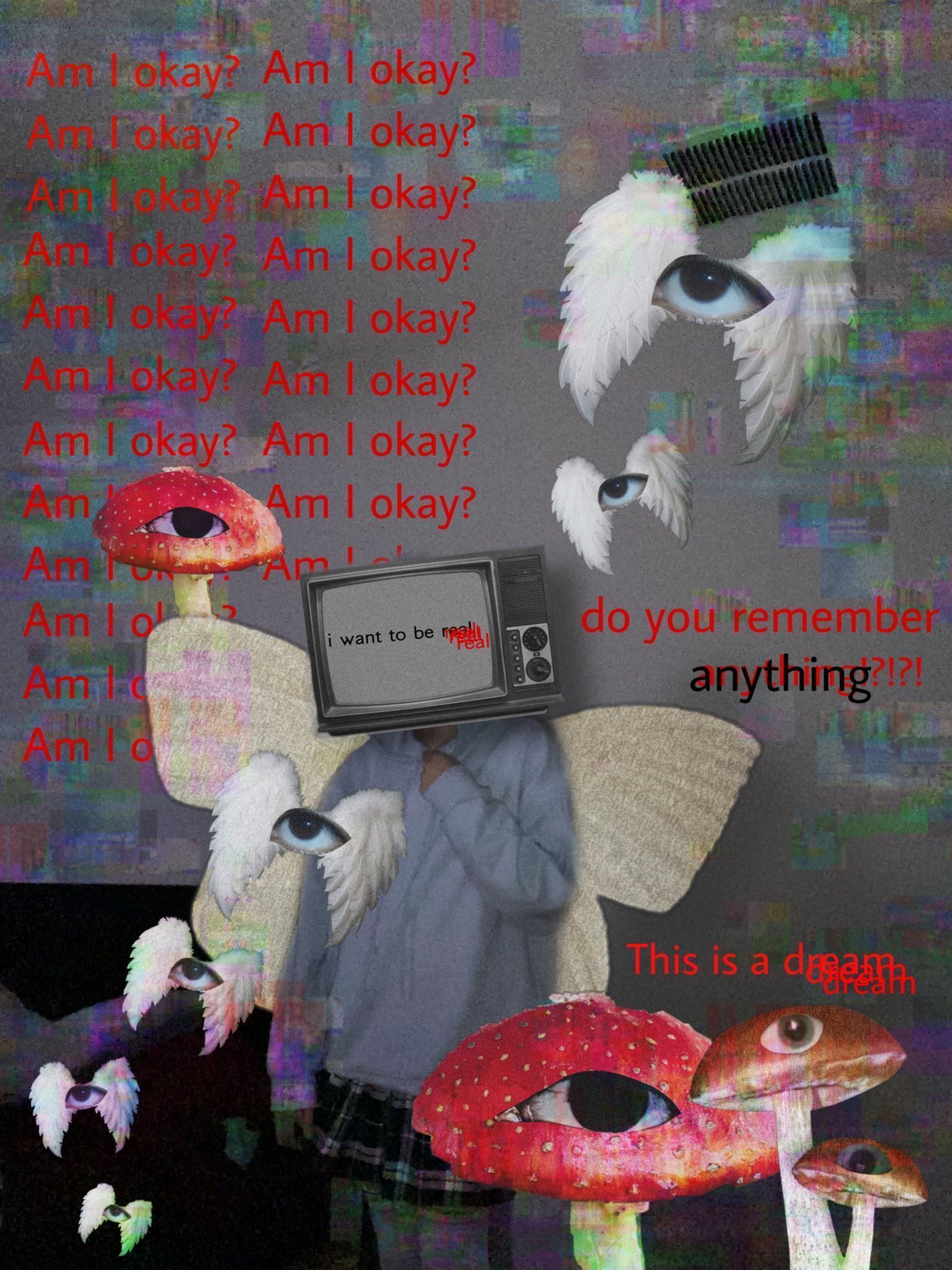 Collage of a microwave, a strawberry, a mouth, a TV, and text that says 