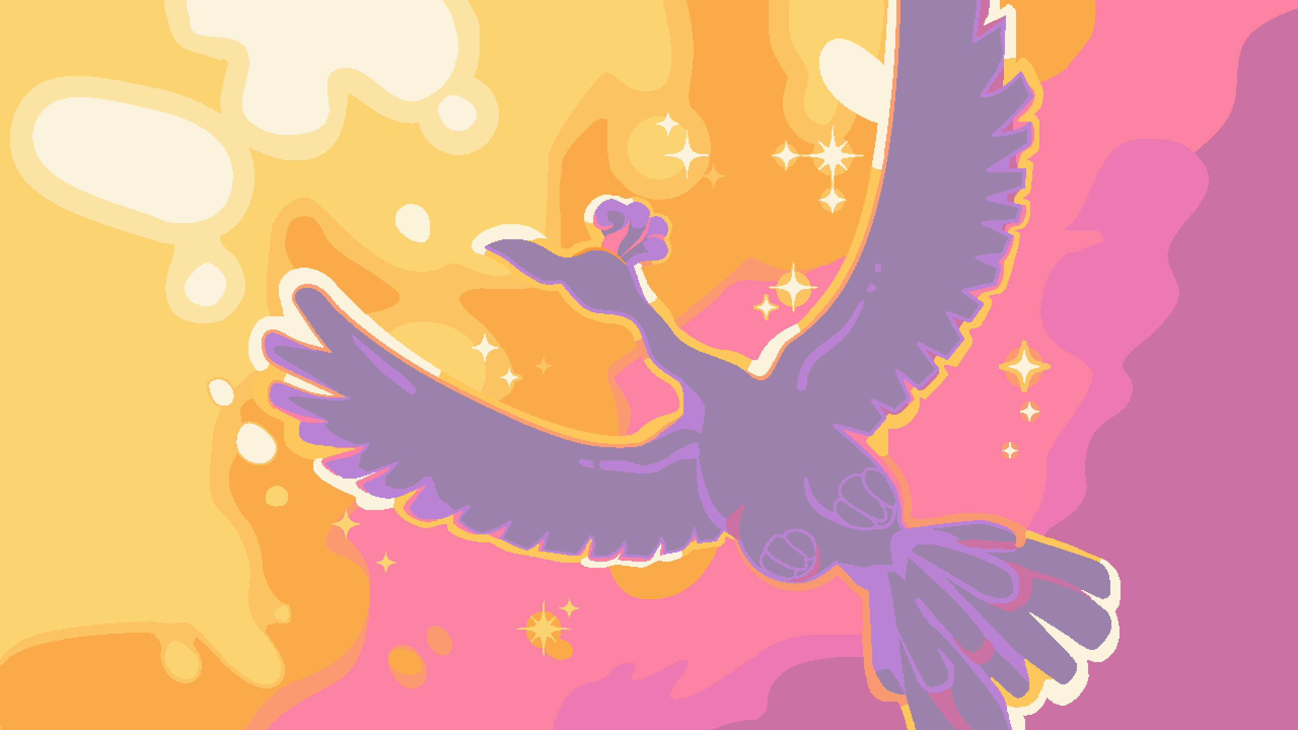 A bird flying in the sky with stars - Pokemon