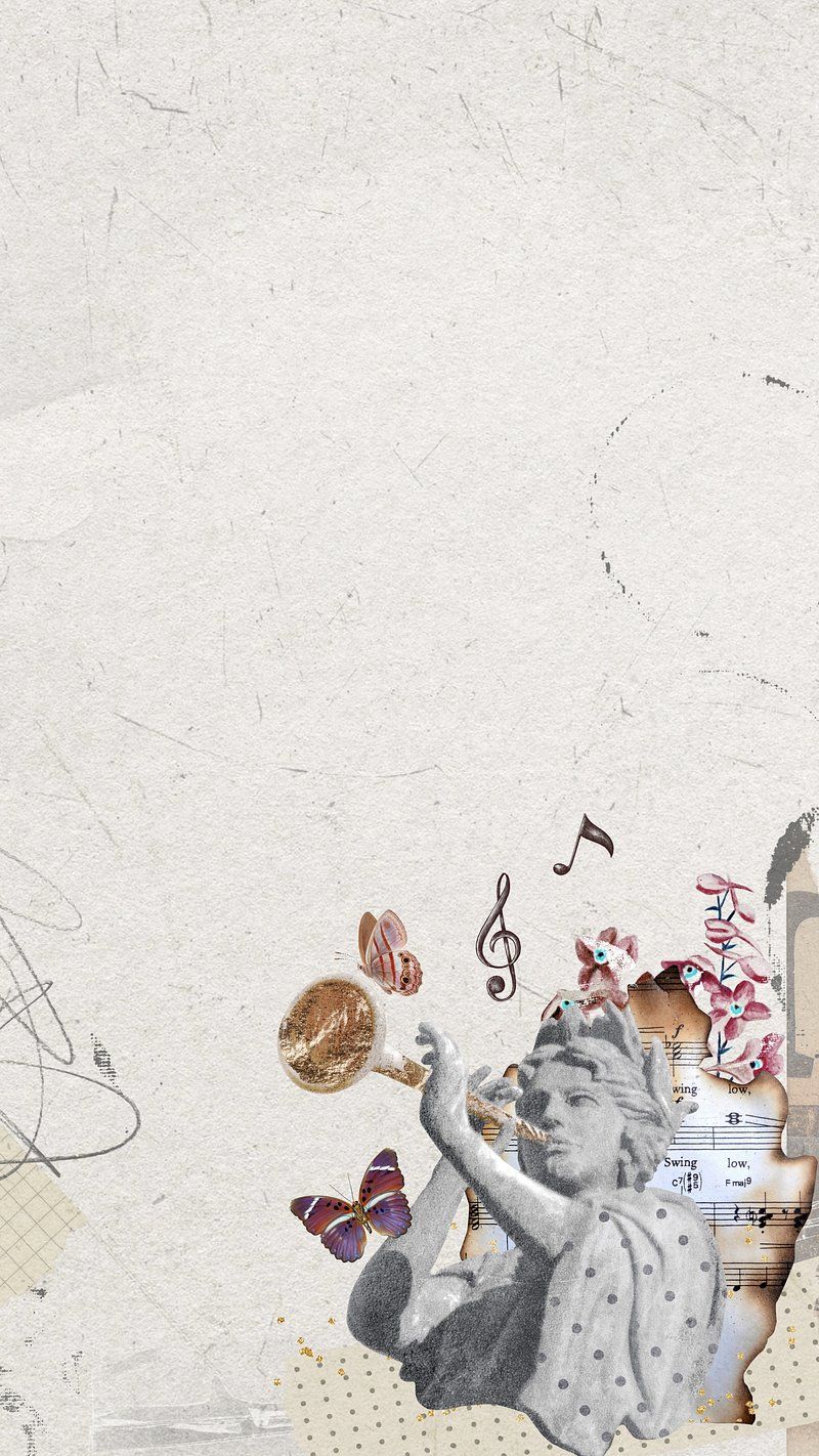 A collage of a child, butterfly, and music notes. - Greek mythology