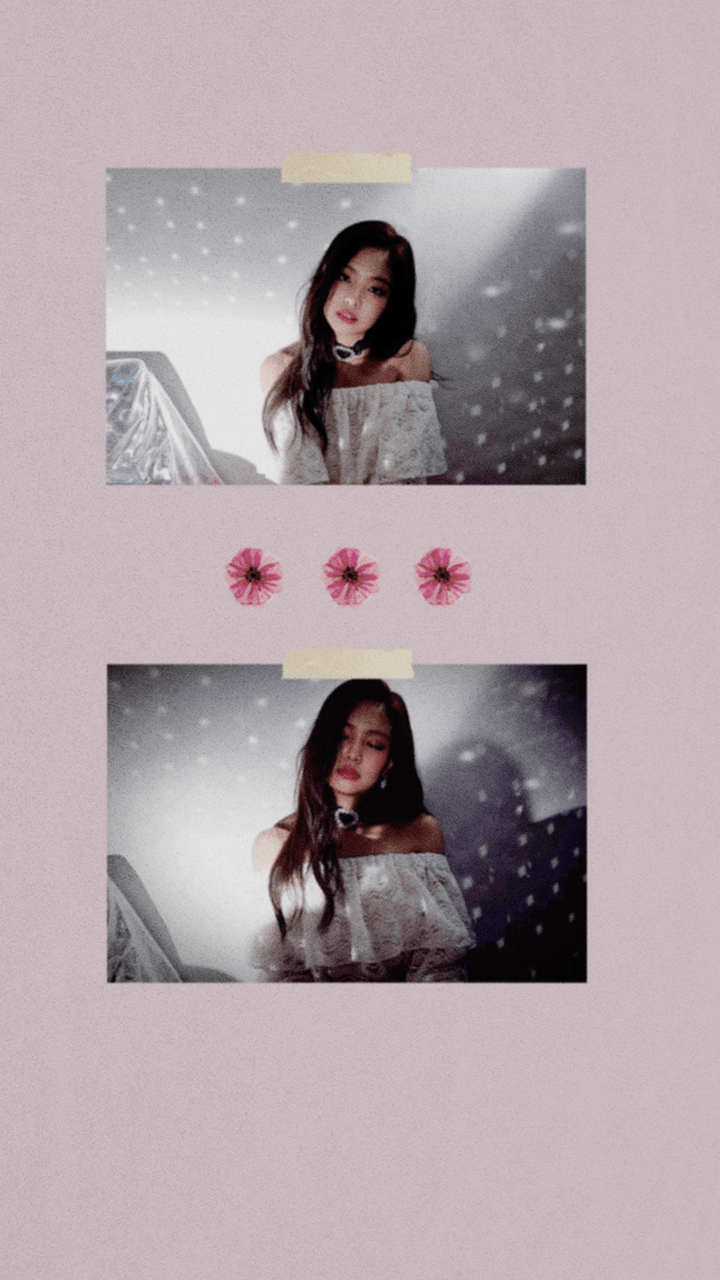 A collage of two photos of a woman with flowers and stars. - Jennie