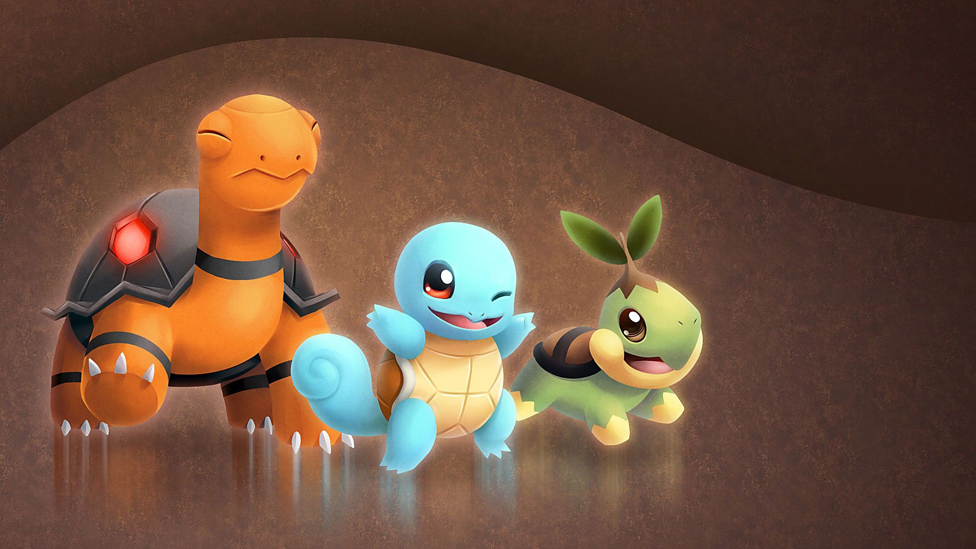 3D artwork of the starter pokemons from the different regions. - Pokemon