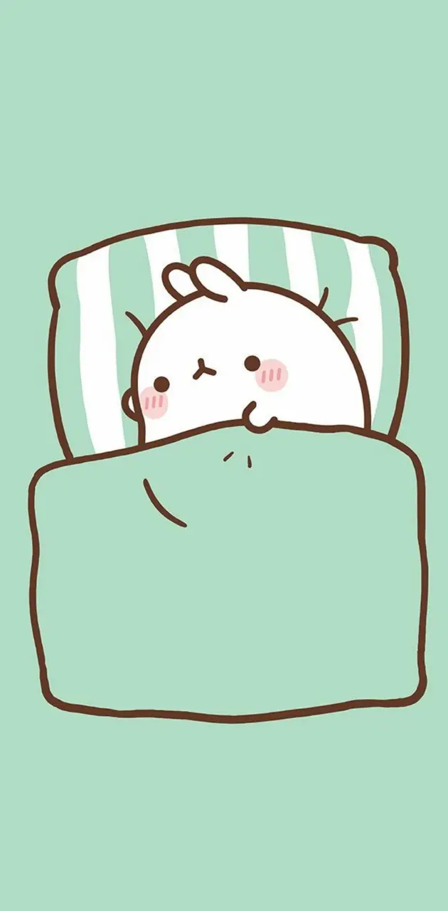 A cartoon cat sleeping in a bed - Molang