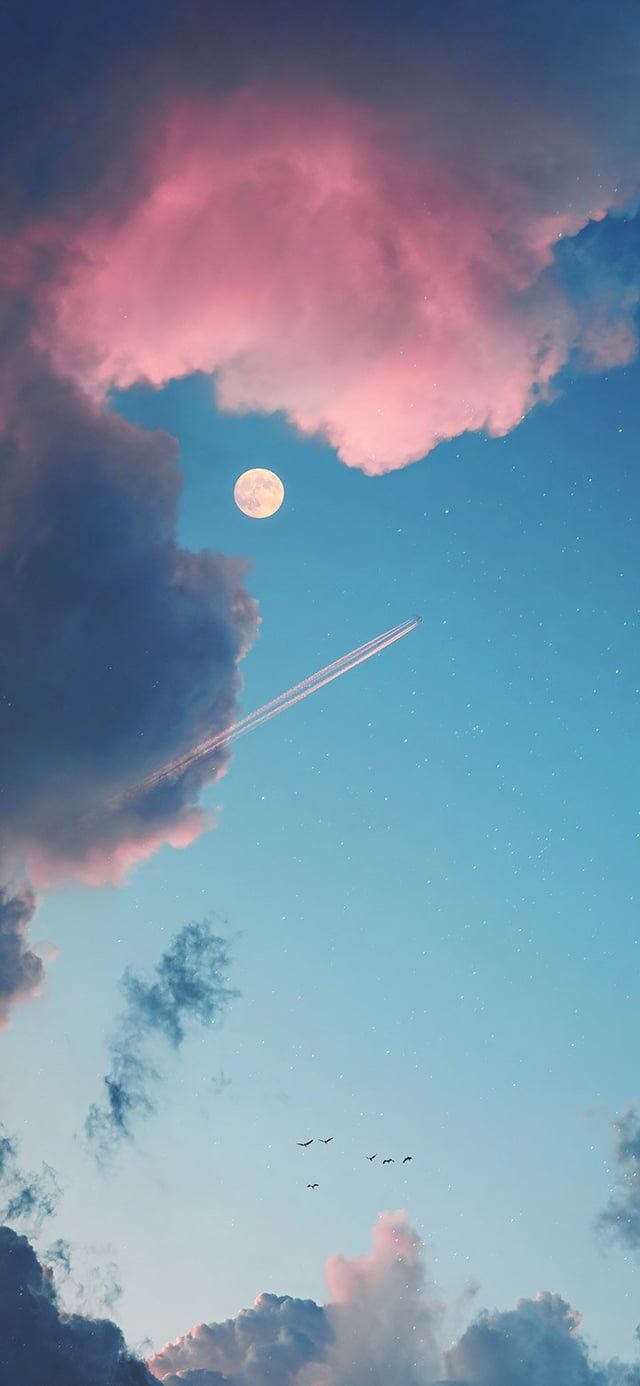 Plane Flying Through Aesthetic Clouds 4K phone wallpaper [2610x5655] and [1080x2340]
