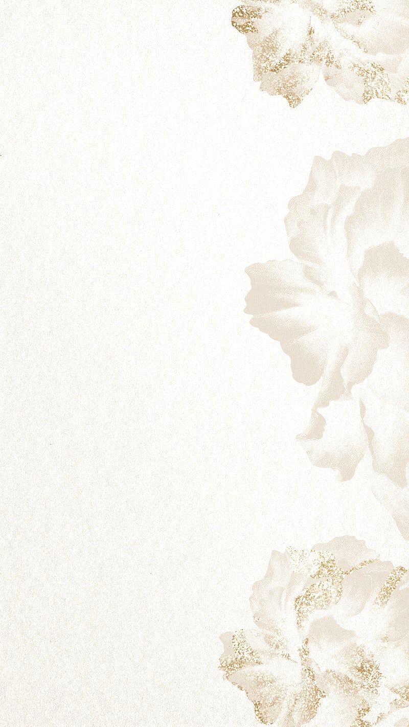 Aesthetic white peonies with golden details on a white background - Cream