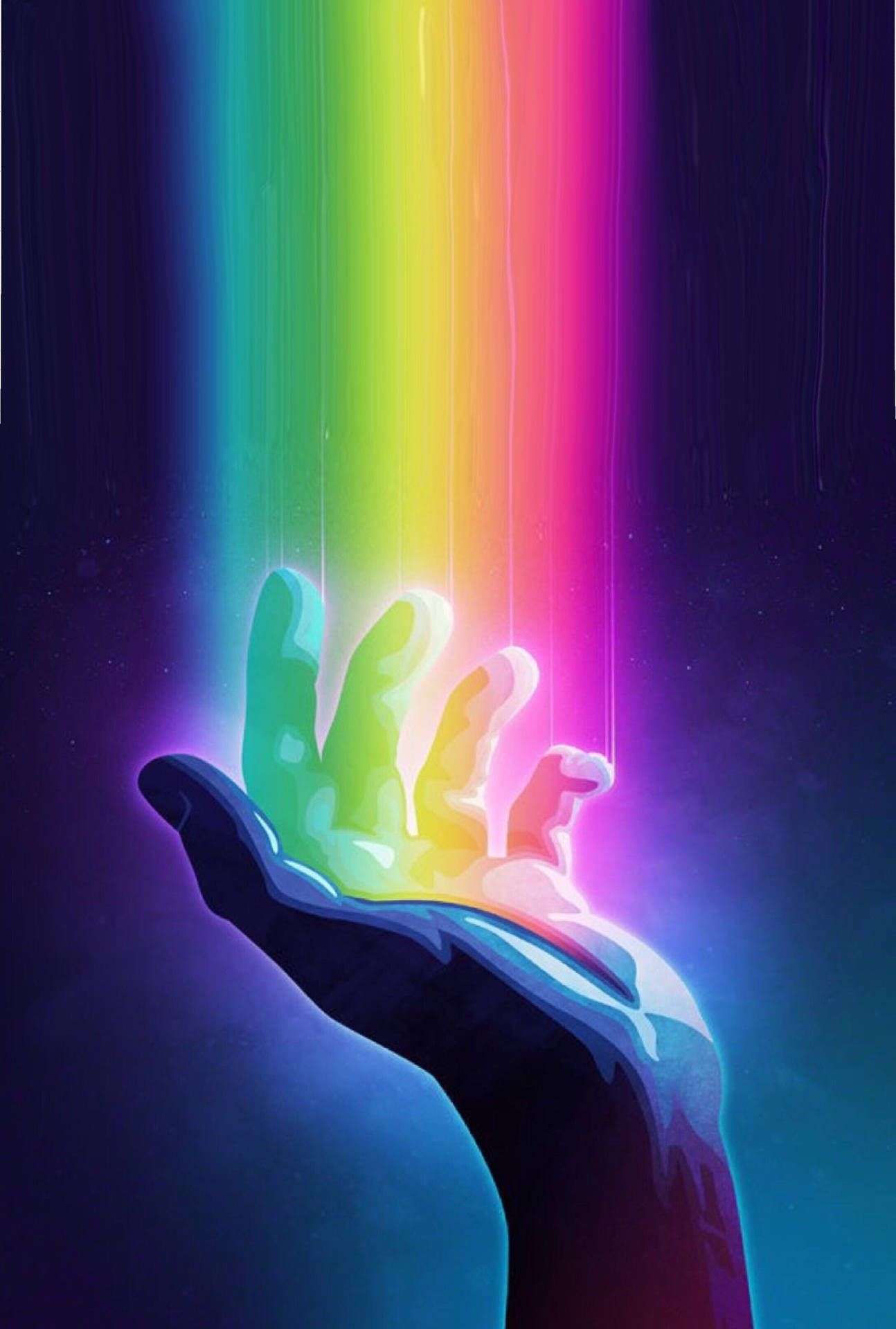 A hand holding a rainbow in the dark. - Rainbows