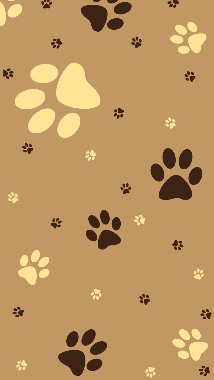 Brown and beige paw prints wallpaper for iPhone. - Dog