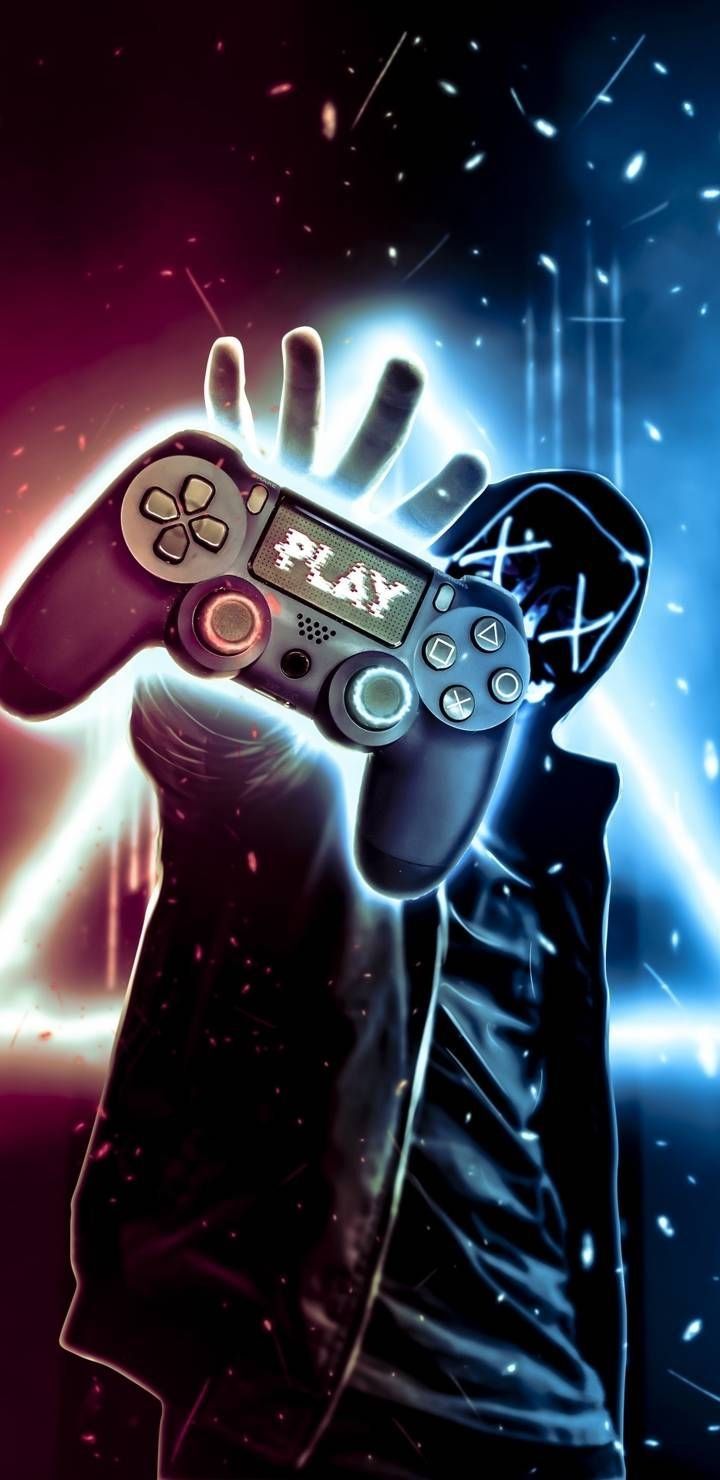 Iphone wallpaper of a person holding a playstation controller - Gaming
