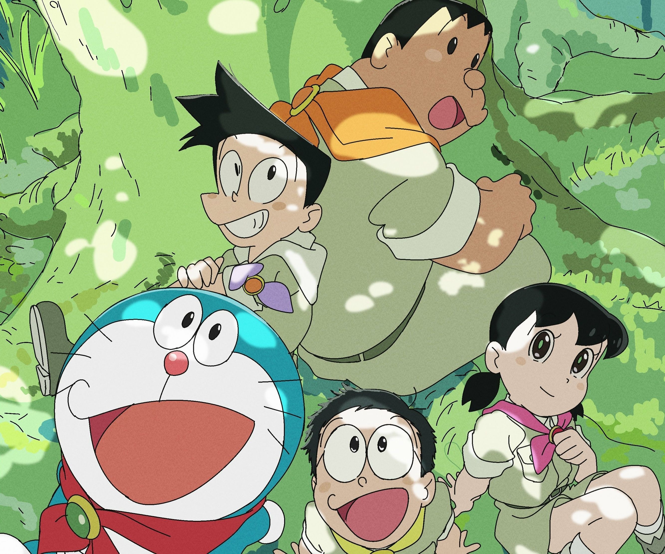 Doraemon, Nobita, Shizuka, and Suneo in the forest - Doraemon