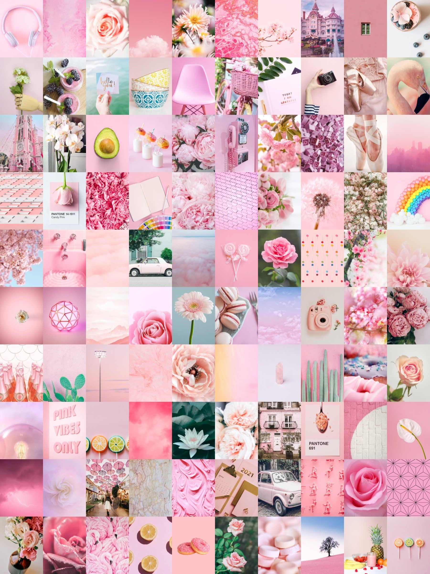 Aesthetic collage background of pink photos - Light pink, soft pink