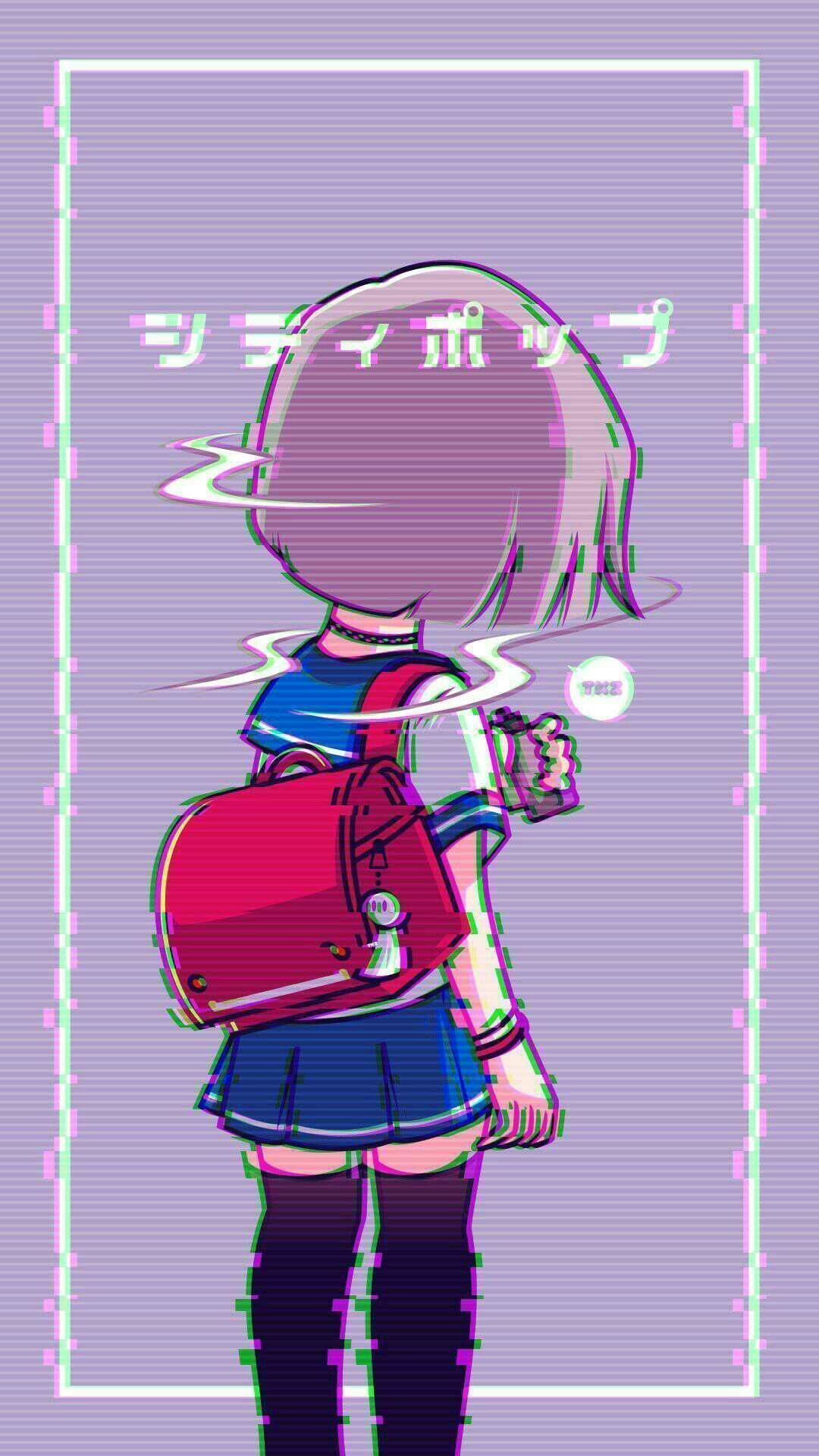 Aesthetic anime phone background with a girl in a school uniform - Gaming, arcade