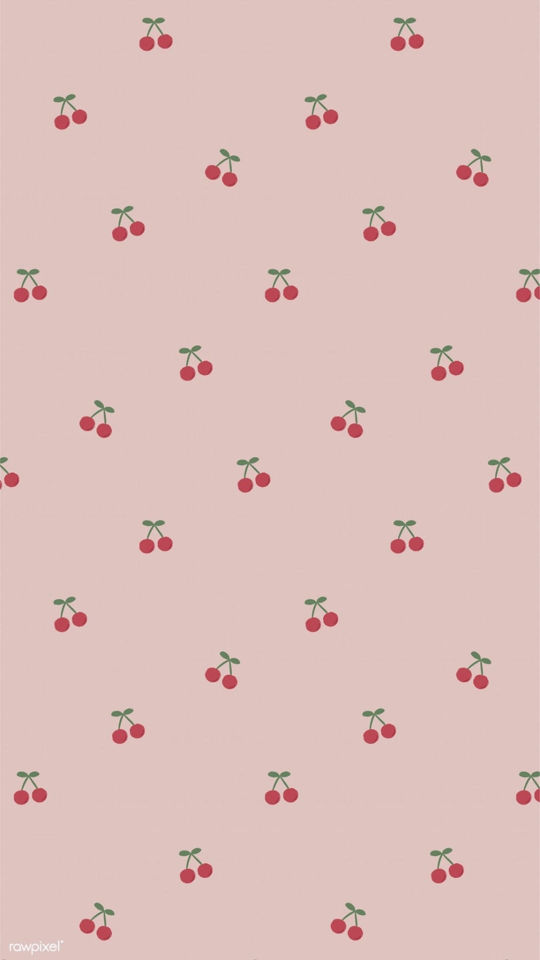 Download premium vector of Red cherry pattern on a pink background - Coquette