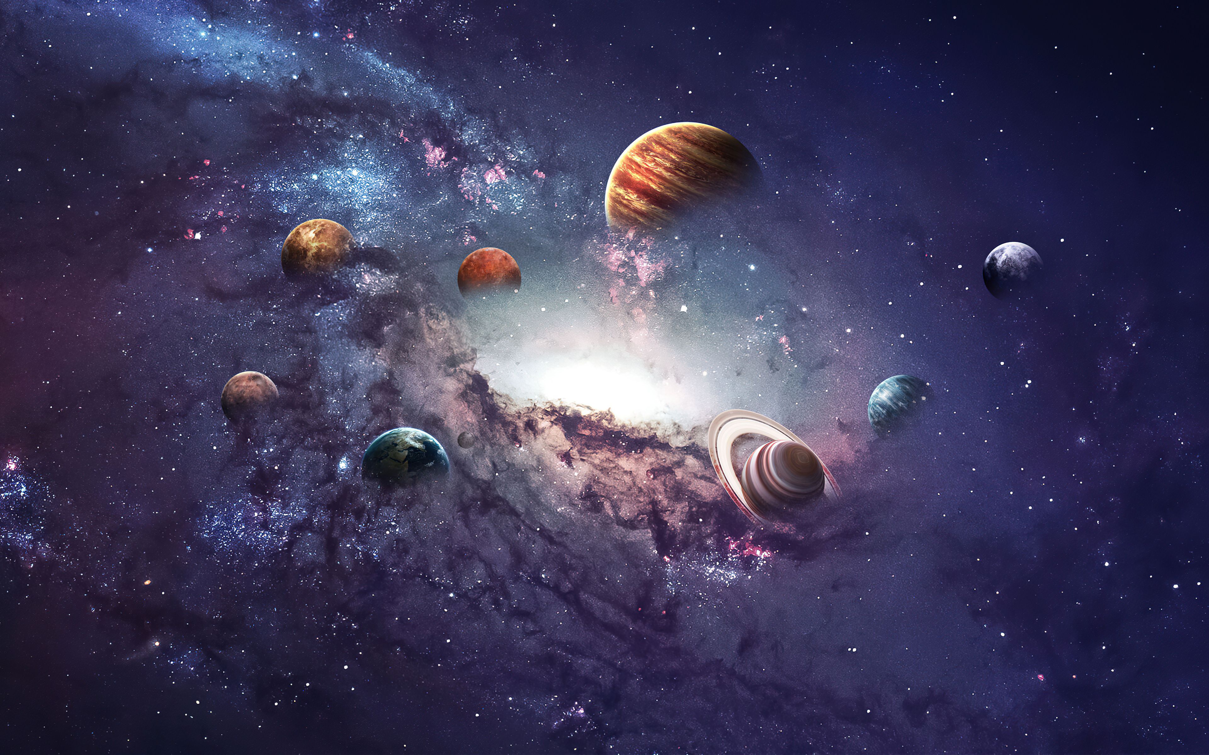 Solar system Planets Aesthetic 4K Wallpaper