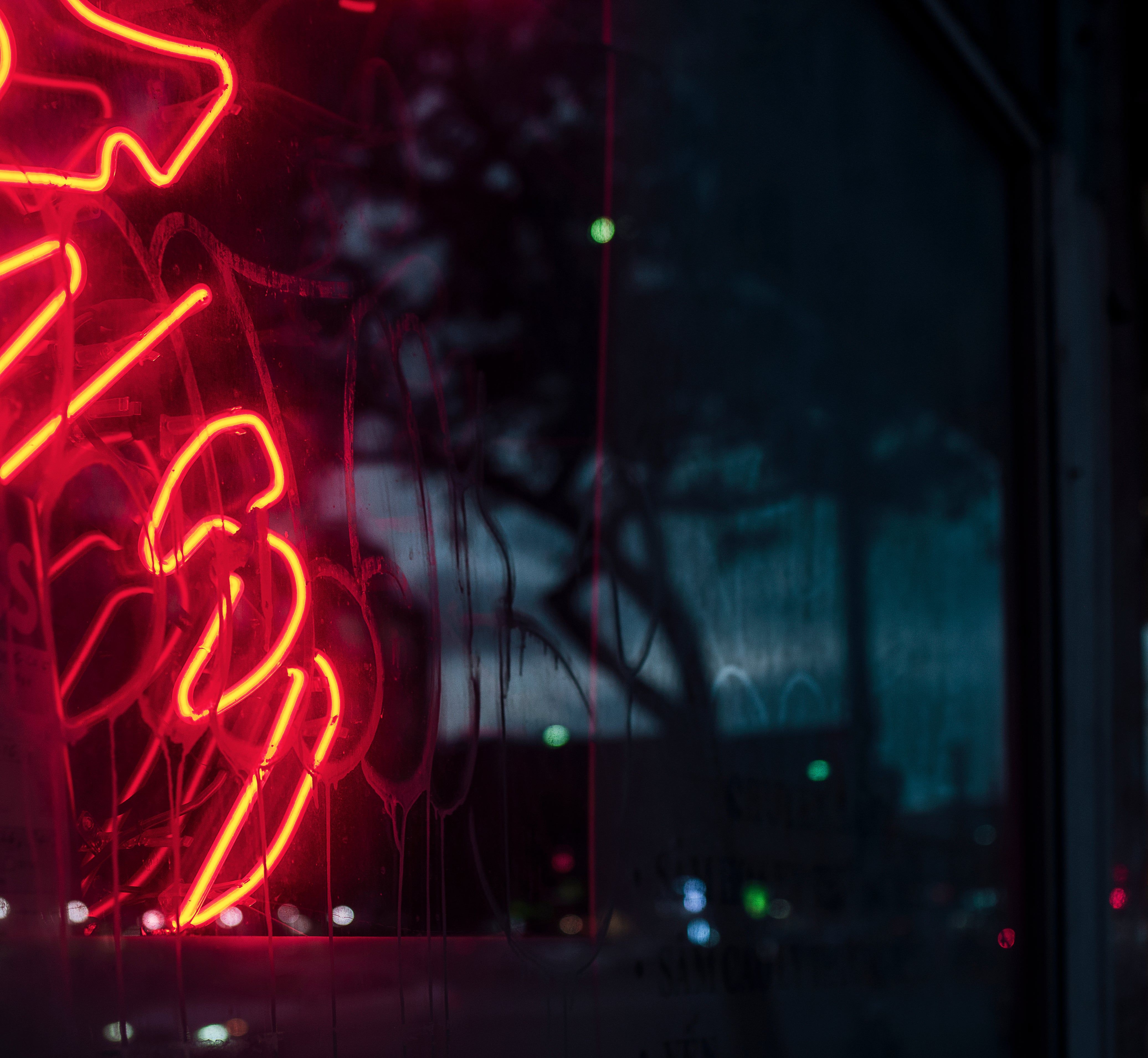 Browse Free HD Image of Neon Light Reflection On Window