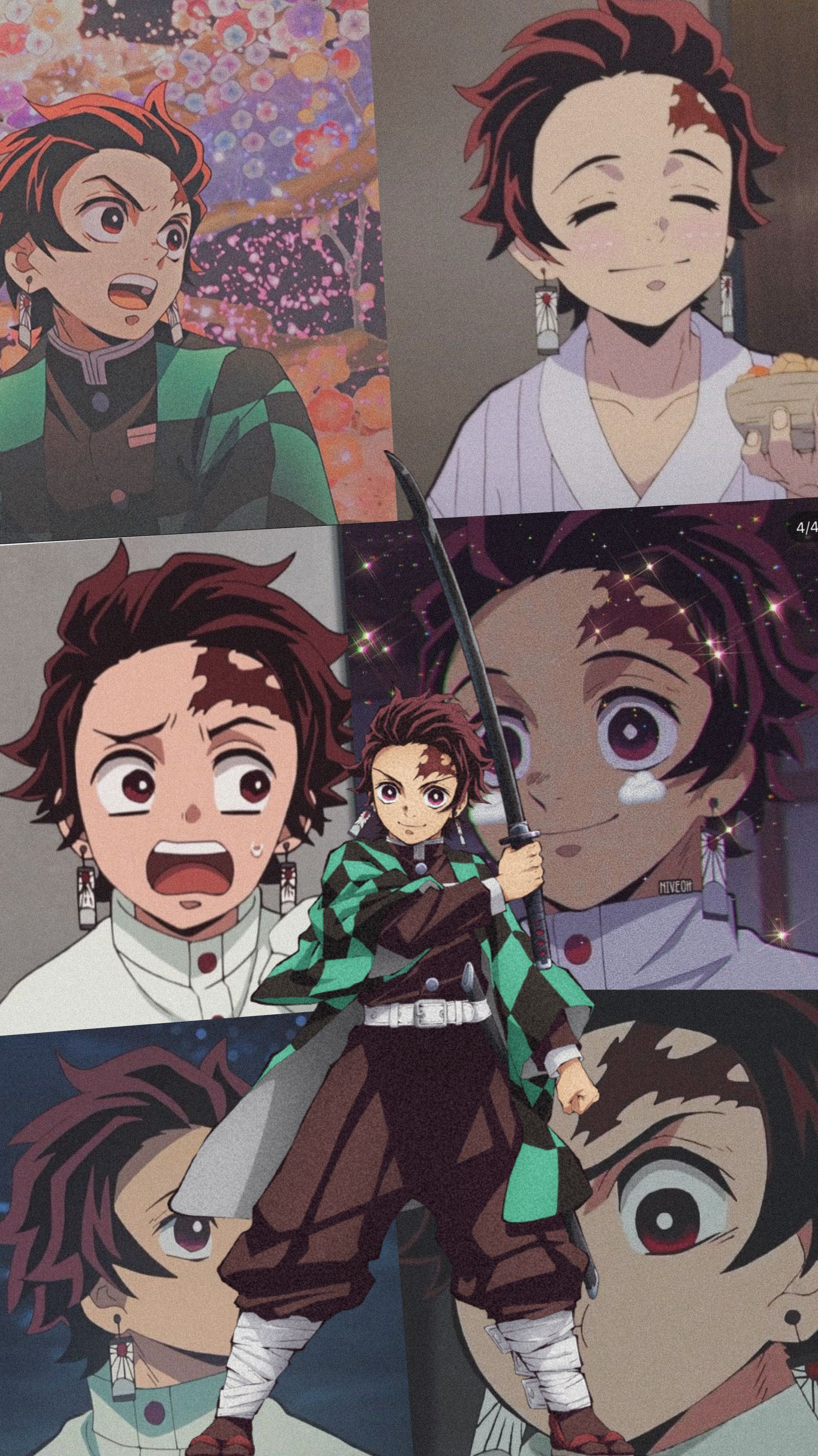 A collage of Tanjiro from Demon Slayer with various expressions and emotions - Tanjiro Kamado