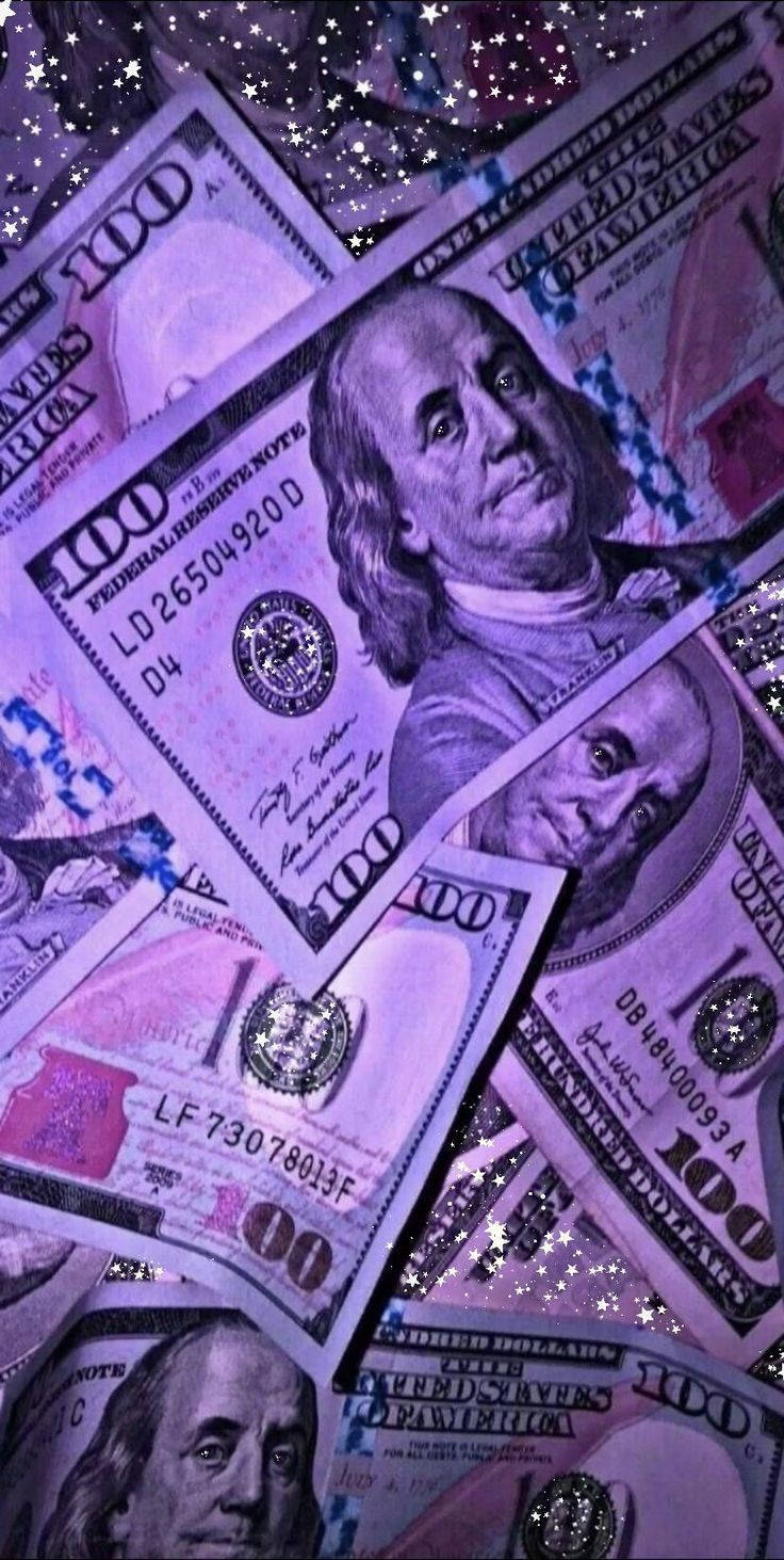 Iphone wallpaper of money with a purple filter - Money