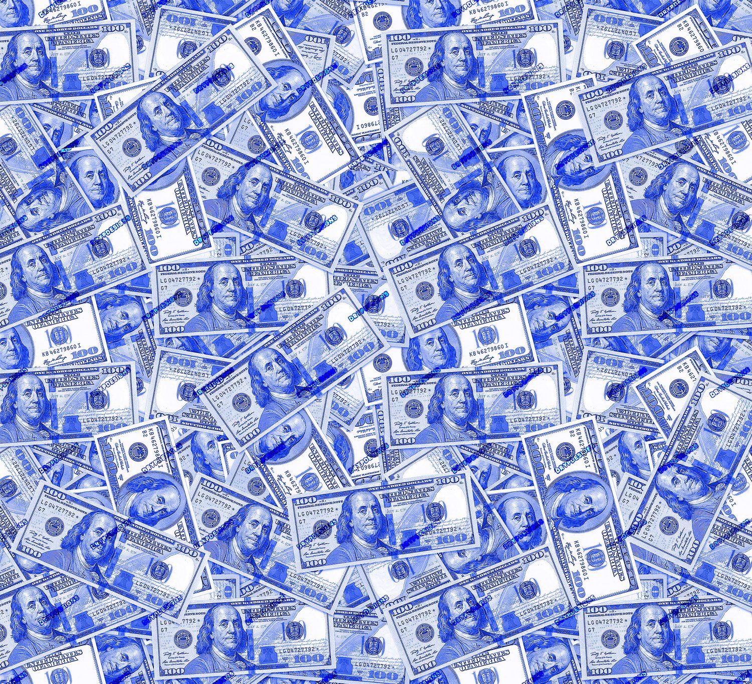 Blue 100 Dollar Bills Seamless Money Background