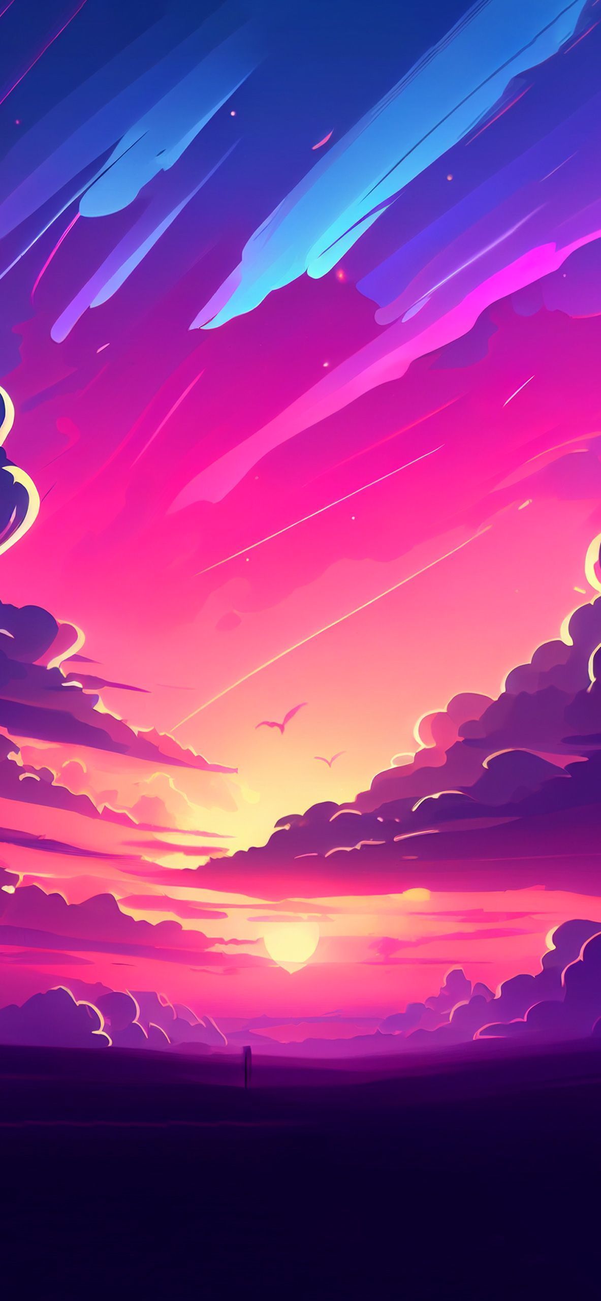 Clouds & Sunset Hot Pink Wallpaper Aesthetic Wallpaper