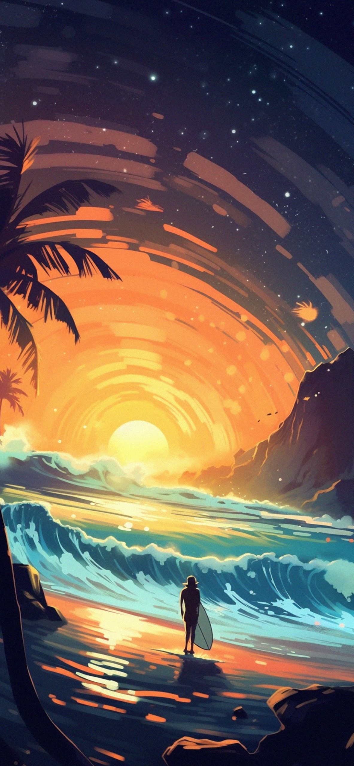 Sunset and Surfer Aesthetic Wallpaper Nature Wallpaper