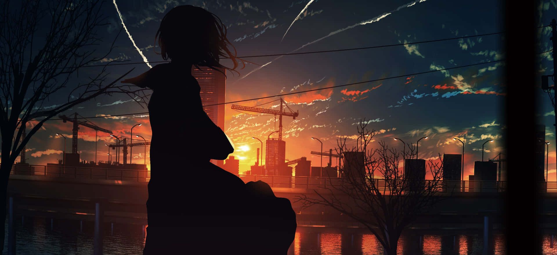 Download A Vibrant Anime Sunset Wallpaper
