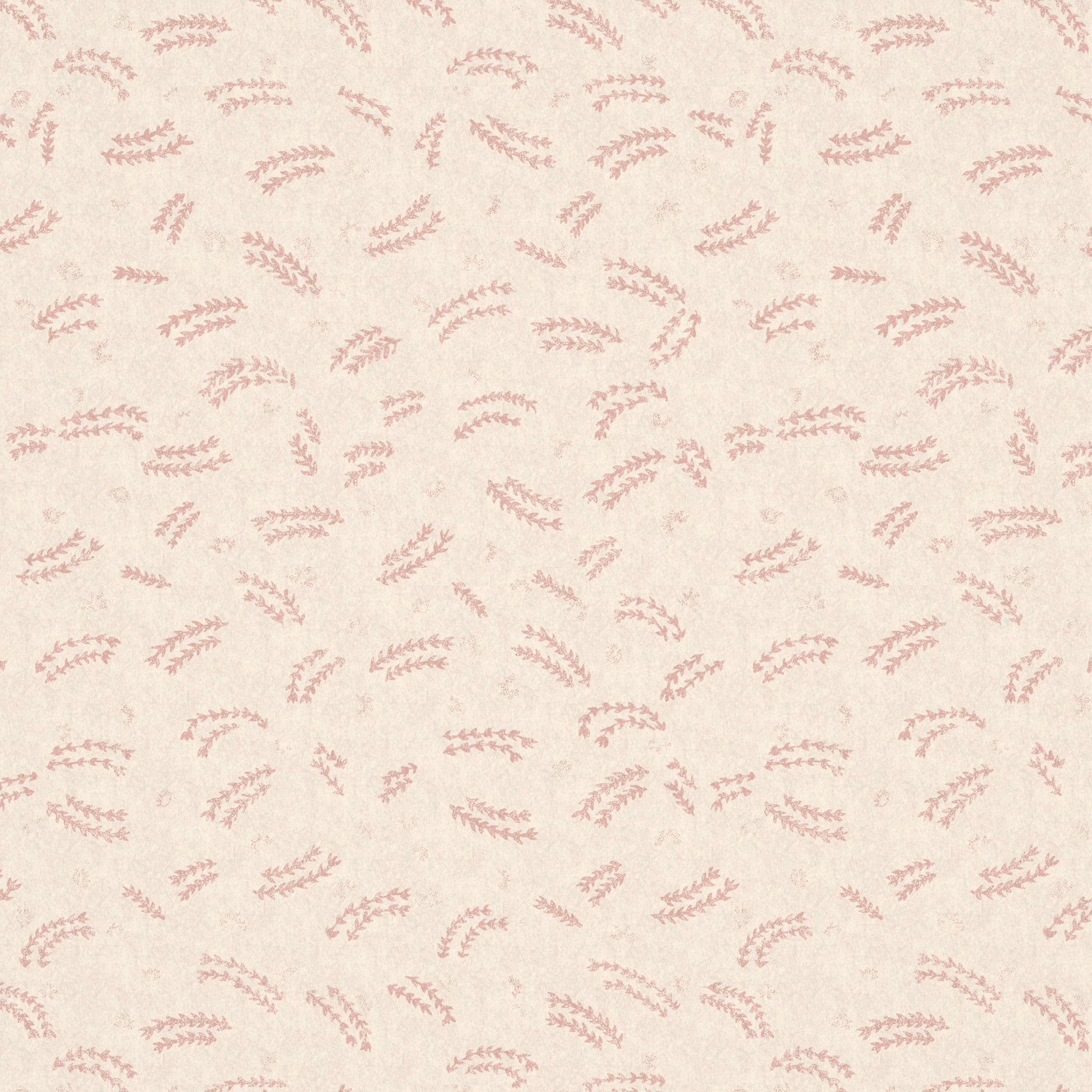 A leafy pattern in a soft pink color on a white background - Light pink