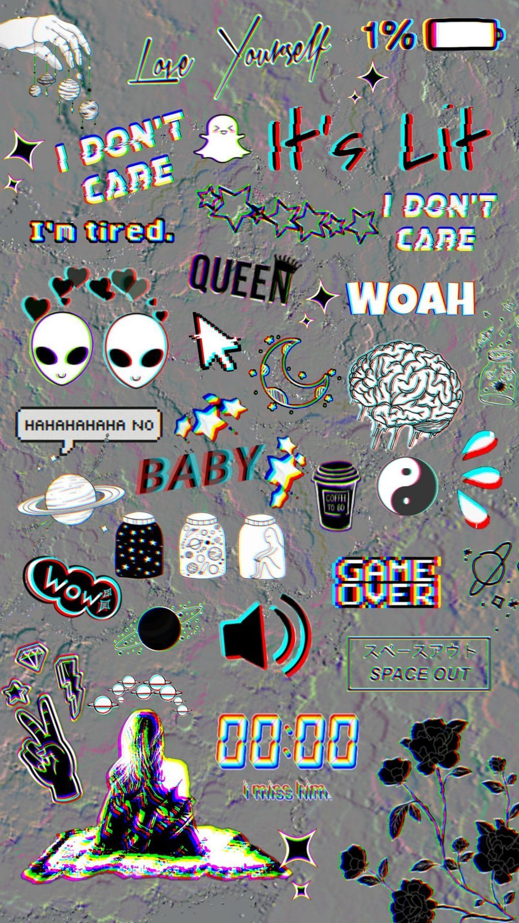 Aesthetic background sticker pack for phone and desktop backgrounds. - Glitch