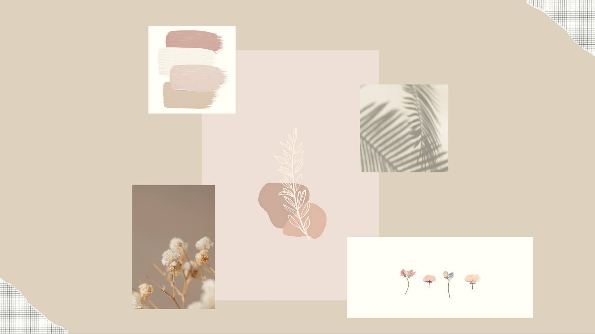 Download Leafy Beige Aesthetic Laptop Wallpaper