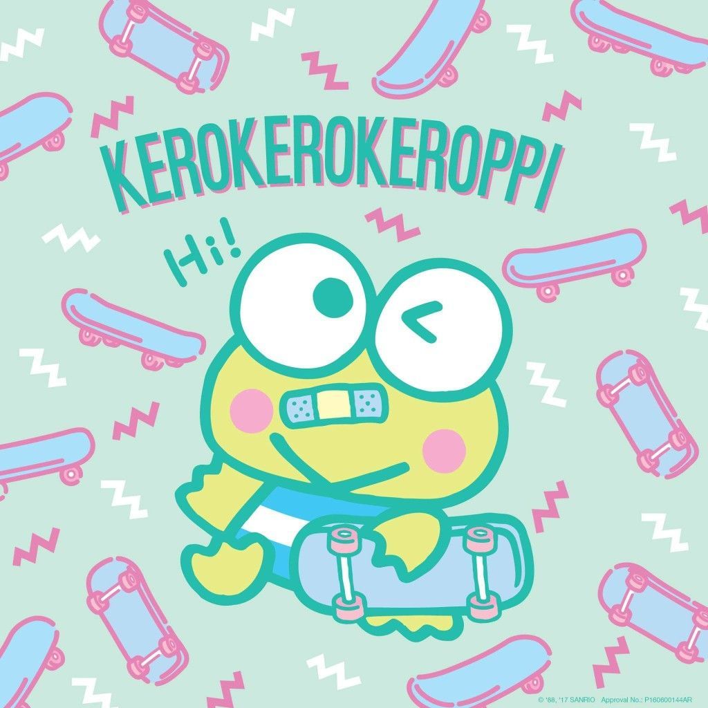 Kerokerokeroppi is here with his skateboard! - Keroppi