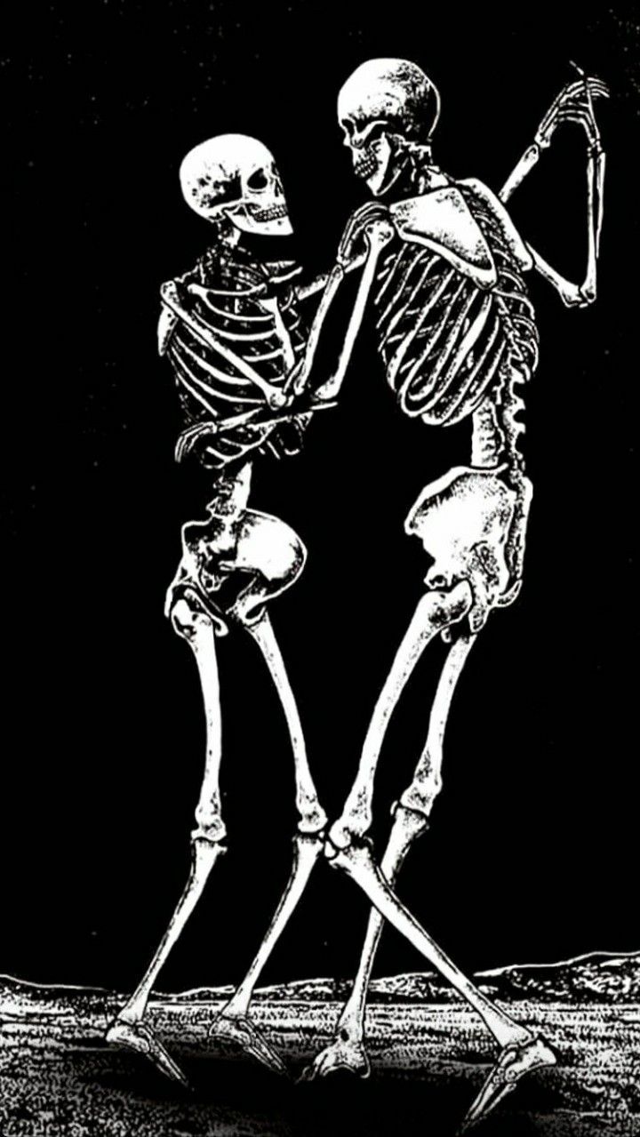 Two skeletons dancing in the moonlight - Skeleton