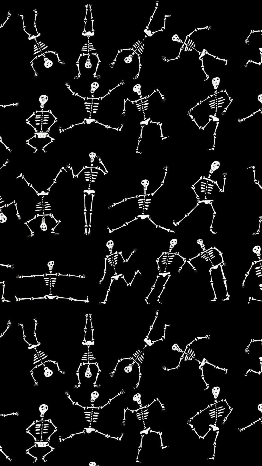 A black and white pattern of skeletons dancing - Skeleton
