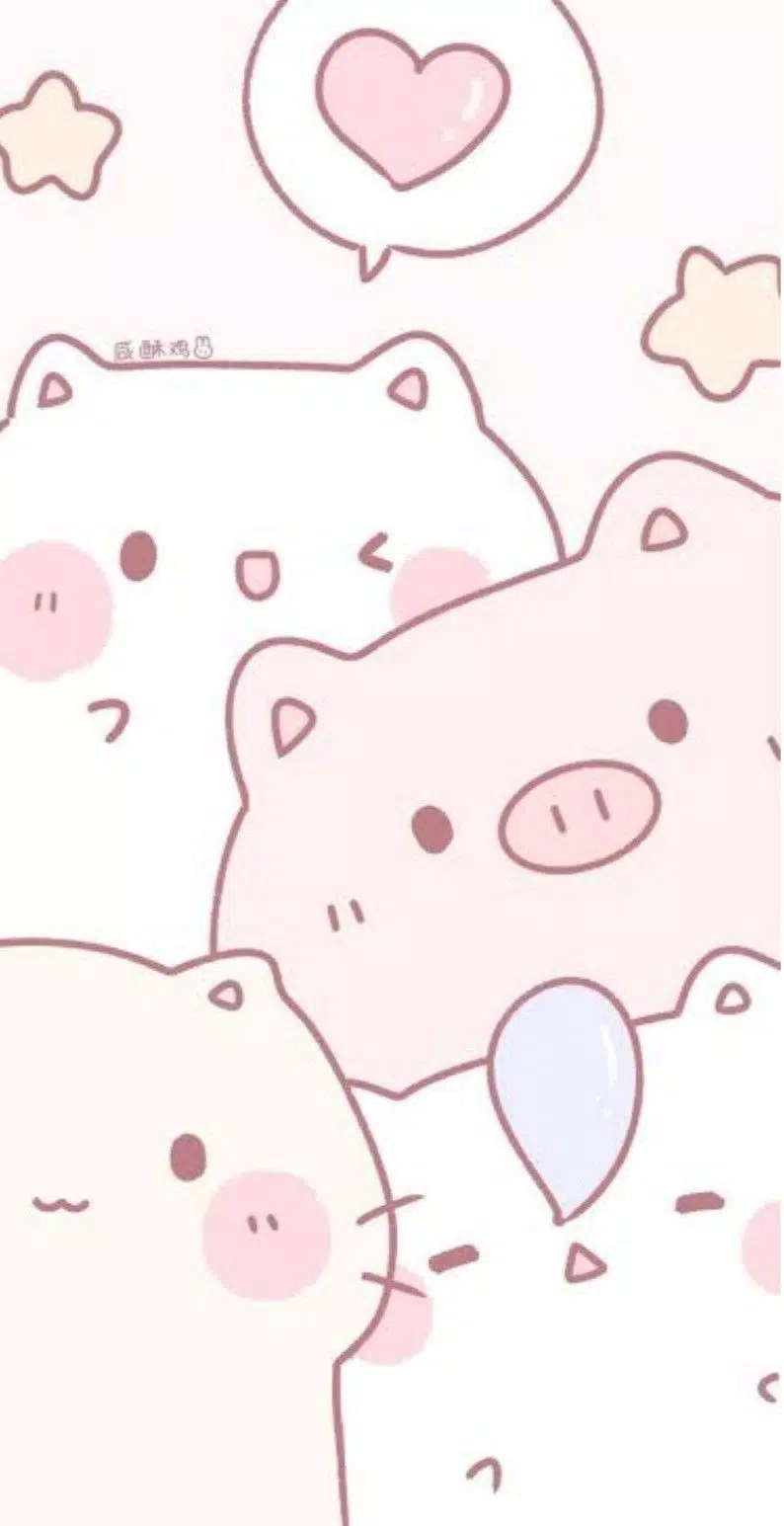 Wallpaper of three pigs with a heart above them - Kawaii