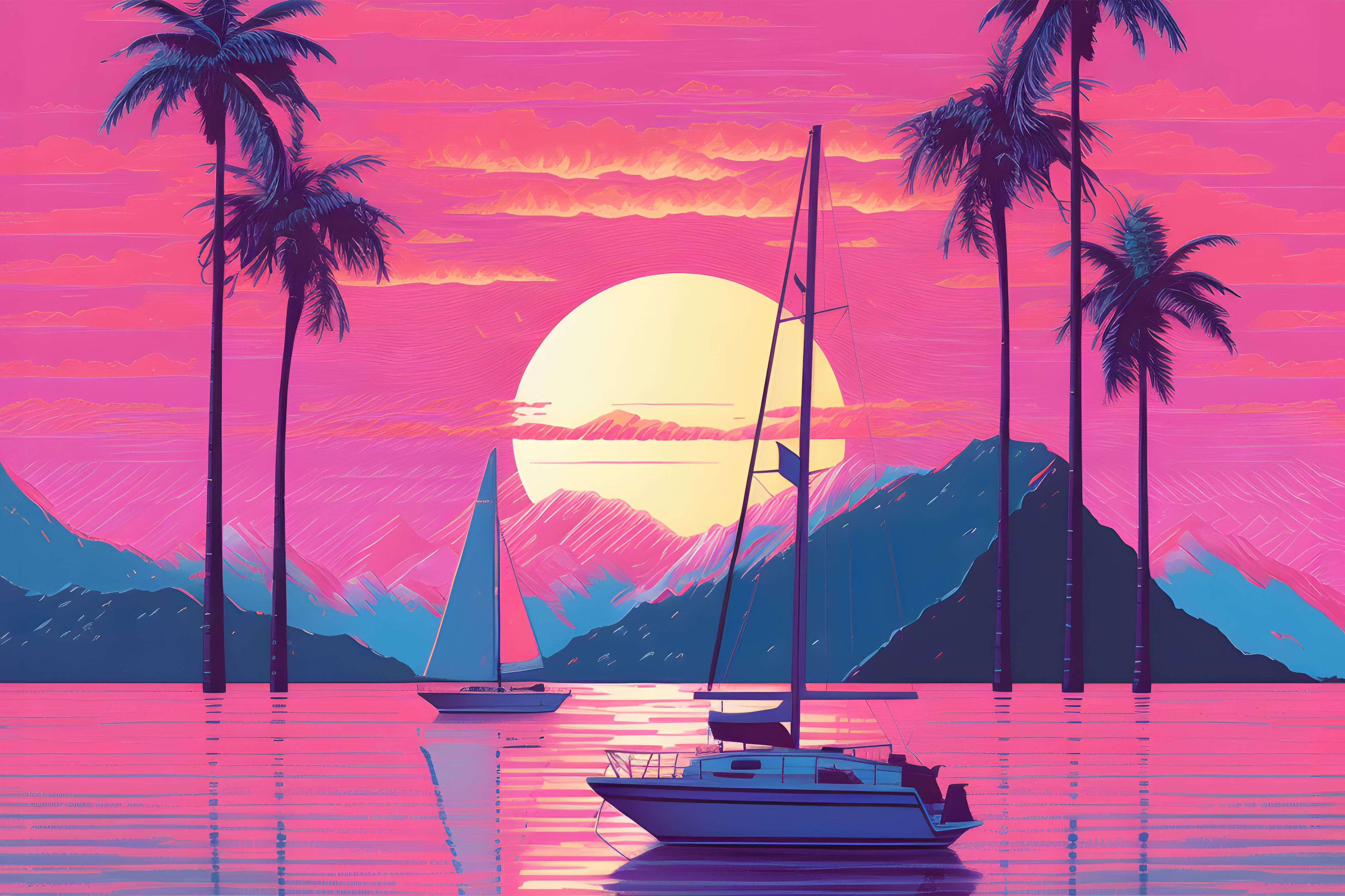 One Last Sunset In Vaporwave Aesthetic World 3840x2560 Resolution HD 4k Wallpaper, Image, Background, Photo and Picture