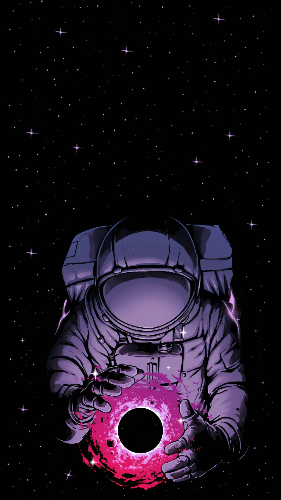 Download Black And Purple Aesthetic Astronaut Wallpaper