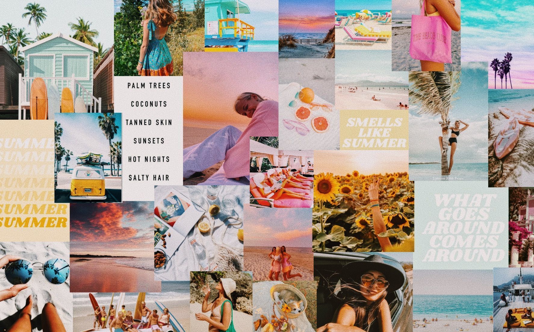 A collage of beach photos and quotes about summer. - Summer