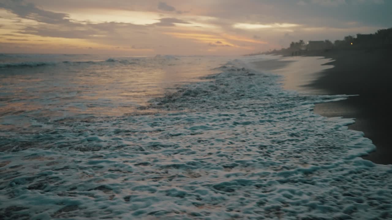 Premium Stock Video Up Revealed Rough Waves Over Sandy Shoreline